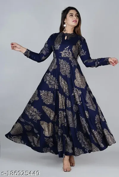 LONG WEDDING COLLECTION PRINT RAYON ANARKALI KURTI