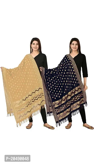 Elite Multicoloured Lycra Printed Dupattas Combo For Women Pack Of 2-thumb0