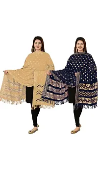 Elite Multicoloured Lycra Printed Dupattas Combo For Women Pack Of 2-thumb1