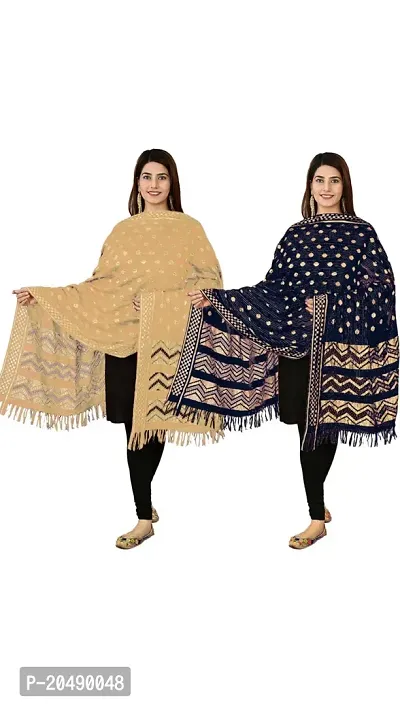 Elite Multicoloured Lycra Printed Dupattas Combo For Women Pack Of 2-thumb2