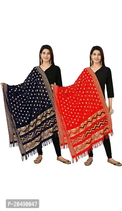 Elite Multicoloured Lycra Printed Dupattas Combo For Women Pack Of 2