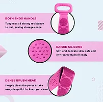 Quzi Multicolor Silicone Back Scrubber for Shower - Silicone Bath Body Brush for Cleaning Back - Flexible Bristles Silicone Bath Brush, Eco Friendly Comfortable Massage Scrubber (Pink)-thumb3