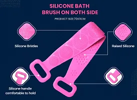 Quzi Multicolor Silicone Back Scrubber for Shower - Silicone Bath Body Brush for Cleaning Back - Flexible Bristles Silicone Bath Brush, Eco Friendly Comfortable Massage Scrubber (Pink)-thumb2