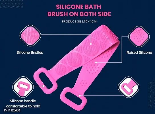 Quzi Multicolor Silicone Back Scrubber for Shower - Silicone Bath Body Brush for Cleaning Back - Flexible Bristles Silicone Bath Brush, Eco Friendly Comfortable Massage Scrubber (Pink)-thumb3