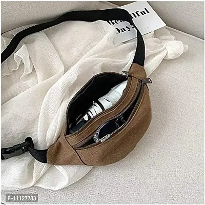 HOMMBAY Unisex Waist Pack Fashion Bag Casual Pack Phone Pouch Sports Belt Bag Women Bag for Belt Canvas Hip Bag Banana Bag (Khaki)-thumb3