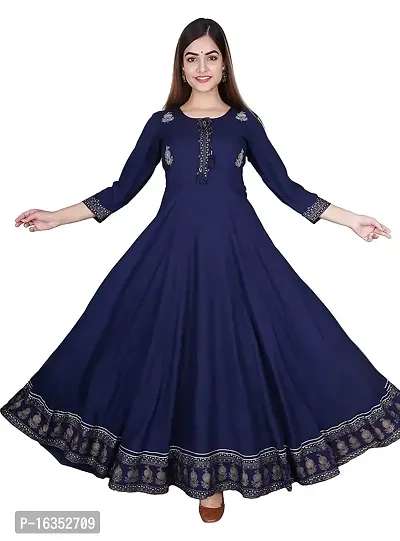 Blue Rayon Anarkali Ethnic Gowns For Women-thumb0