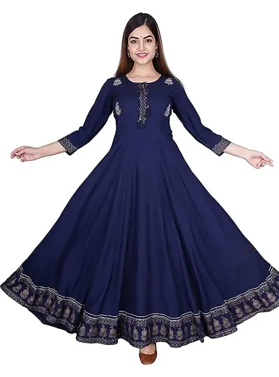 Stylish Rayon Printed Anarkali Kurti