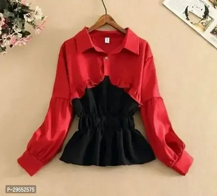 Stylish Red Cotton Solid Top For Women