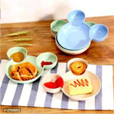 Childrens Mickey Mouse Shaped Serving Food Plate - Pack of 3-thumb0