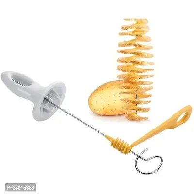 Stainless Steel Potato Spiral Slicer l Manual Potato Cutter Spiral Chips l Reusable Potato Twister l Spiral Potato Maker Pack of 1-thumb0