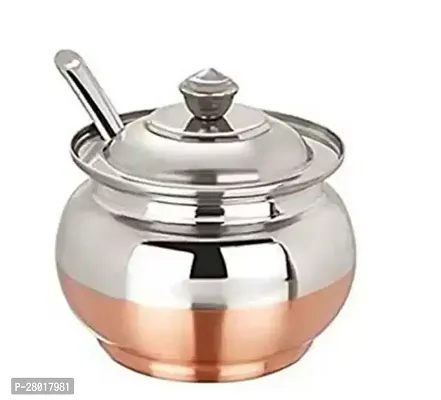 Durable Steel Ghee Pot With Spoon-thumb0