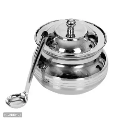 Durable Steel Ghee Pot With Spoon-thumb0