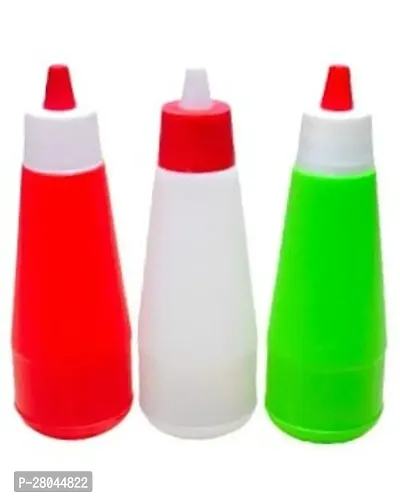 Qwid -Reusable Squeezy Sauce Bottle, Food Grade Ketchup Bottle, Freezer Safe (400 ML, Mix color, Pack of 3)-thumb0