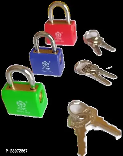 Qwid Small Luggage PadlocksSuitcase Locks with Keys, Metal Padlocks Mini lock for School Gym Classroom Matching Game (Multicolor, 3 Pack)-thumb0