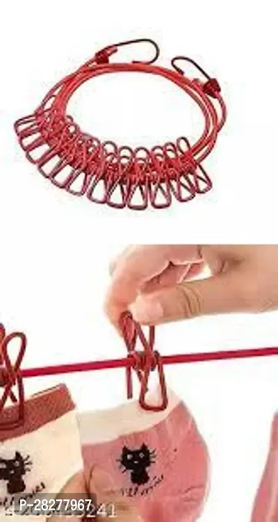 Cloth Line Rope For Cloth Drying With 12 Clips-thumb0