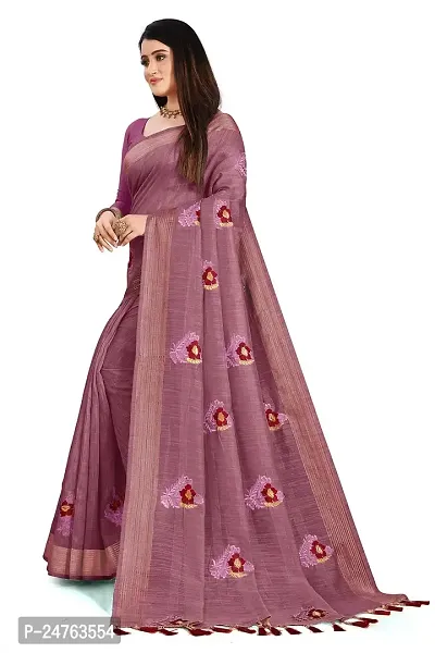 Fancy Soft Cotton Saree With Unstitched Blouse Piece (Maroon)-thumb2