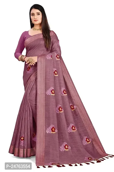 Fancy Soft Cotton Saree With Unstitched Blouse Piece (Maroon)