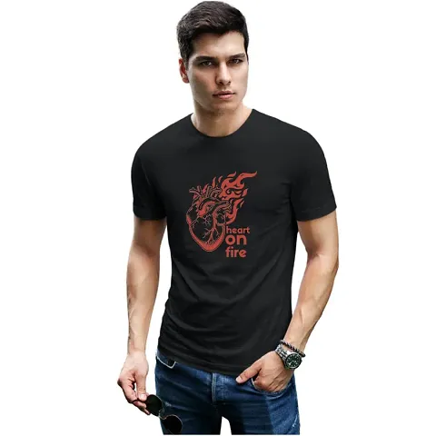 JAVA IMPRESSIONS T-Shirt | Graphic T-Shirt | Half Sleeves T-Shirt | Round Neck T-Shirt | T-Shirt for Men | Heart on fire t-Shirt