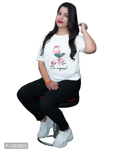 JAVA IMPRESSIONS White T-Shirt | Graphic Printed T-Shirt | Half Sleeves T-Shirt | Round Neck T-Shirt | White T-Shirt for Women | Numerical One t-Shirt-thumb3