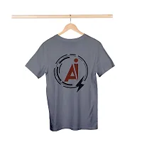 Grey T-Shirt | Graphic Printed T-Shirt | Half Sleeves T-Shirt | Round Neck T-Shirt | Grey T-Shirt for Men | AI T-shirt-thumb3