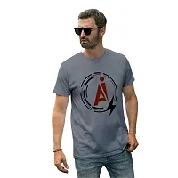 Grey T-Shirt | Graphic Printed T-Shirt | Half Sleeves T-Shirt | Round Neck T-Shirt | Grey T-Shirt for Men | AI T-shirt-thumb4