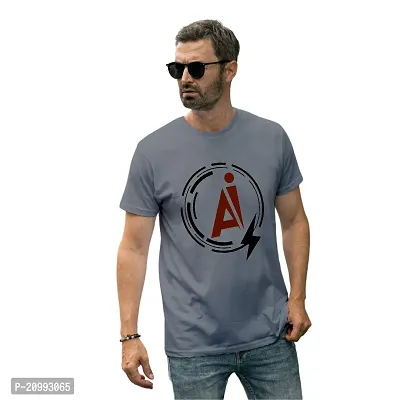 Grey T-Shirt | Graphic Printed T-Shirt | Half Sleeves T-Shirt | Round Neck T-Shirt | Grey T-Shirt for Men | AI T-shirt-thumb5