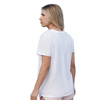 White T-Shirt | Graphic Printed T-Shirt | Half Sleeves T-Shirt | Round Neck T-Shirt | White T-Shirt for Women-thumb4