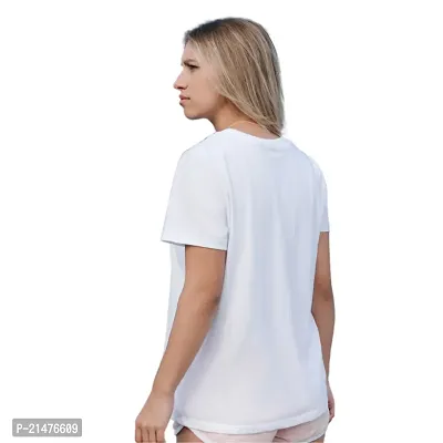 White T-Shirt | Graphic Printed T-Shirt | Half Sleeves T-Shirt | Round Neck T-Shirt | White T-Shirt for Women-thumb5