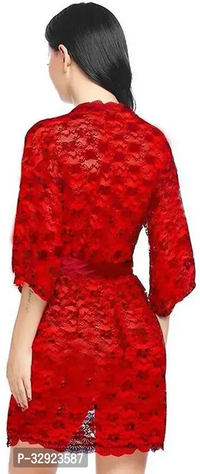 Stylish Red Net Lace Baby Dolls For Women-thumb3