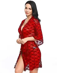 Stylish Red Net Lace Baby Dolls For Women-thumb1