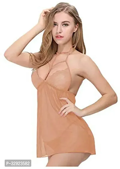 Stylish Orange Net Lace Baby Dolls For Women-thumb3