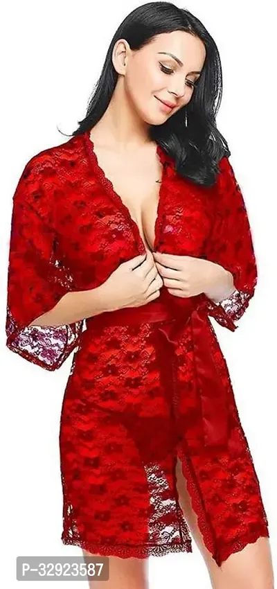 Stylish Red Net Lace Baby Dolls For Women-thumb4