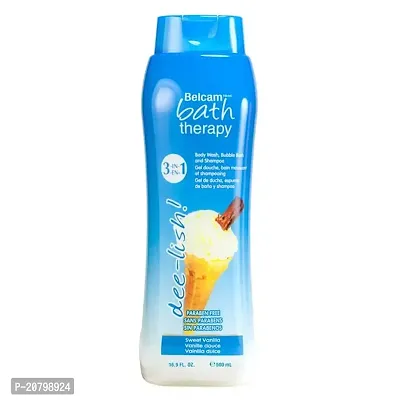 Belcam Bath Therapy 3 in 1 Body Wash, Bubble Bath  Shampoo, Sweet Vanilla, 32 oz,WHITE
