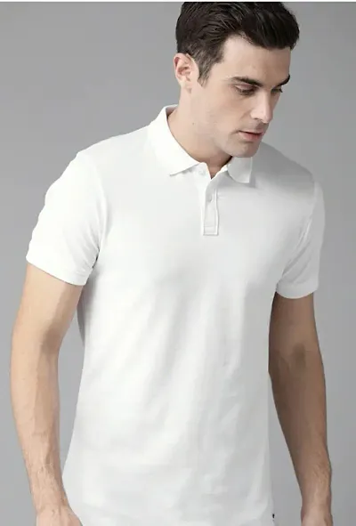 Stylish Blend Solid Polos T-Shirt For Men