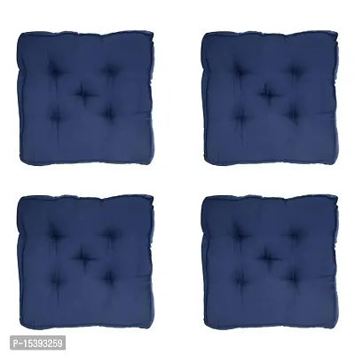GULAFSHA INDUSTRIES Multipurpose Blue Four Piece Square Floor Pillow Tufted Cushion Thick Chair Pads, Chair Cushion, Back Support Cushion, Seat Cushion