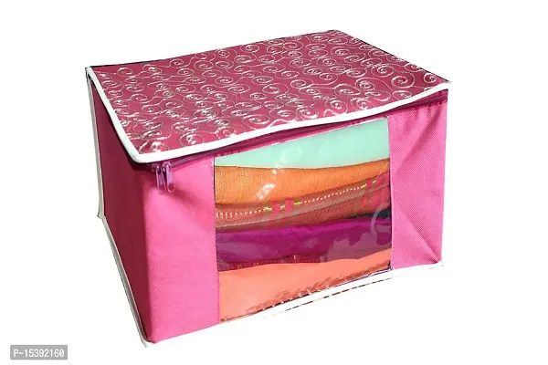 GULAFSHA INDUSTRIES Non Woven Saree Cover Set,Clothes Organiser For Wardrobe Set with Transparent Window And Zipper-thumb3