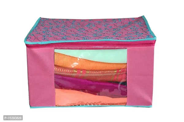 GULAFSHA INDUSTRIES Non Woven Saree Cover Set,Clothes Organiser For Wardrobe Set with Transparent Window And Zipper-thumb2