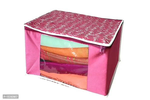 GULAFSHA INDUSTRIES Non Woven Saree Cover Set,Clothes Organiser For Wardrobe Set with Transparent Window And Zipper-thumb2