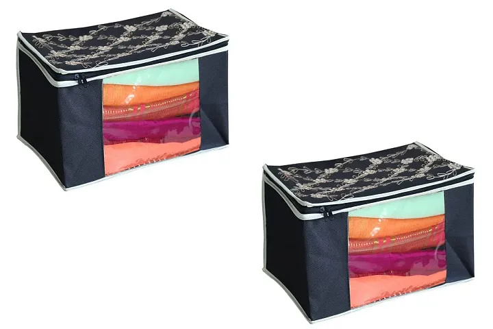 GULAFSHA INDUSTRIES Non Woven Saree Cover Set,Clothes Organiser For Wardrobe Set with Transparent Window And Zipper