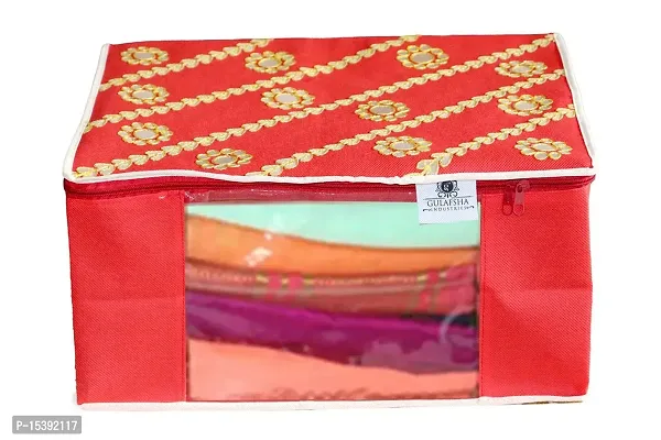 GULAFSHA INDUSTRIES Non-Woven Saree Cover, Cloth Organizer, Wardrobe Organiser With Tranasparent Window-thumb3