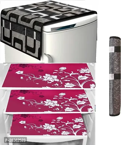 Combo of Exclusive Decorative Fridge Top Cover  Fridge Mat