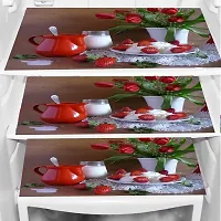 Stylish Polyester Printed Fridge Top Cover with Mats and Handle Cover, Combo-thumb1