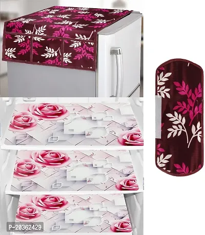 Combo of Exclusive Decorative Fridge Top Cover  Fridge Mat-thumb0