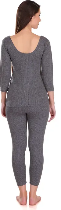 Stylish Grey Cotton Solid Thermal Set For Women-thumb1