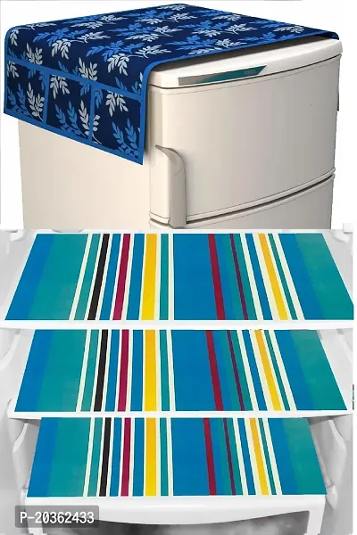 Combo of Exclusive Decorative Fridge Top Cover  Fridge Mat-thumb0