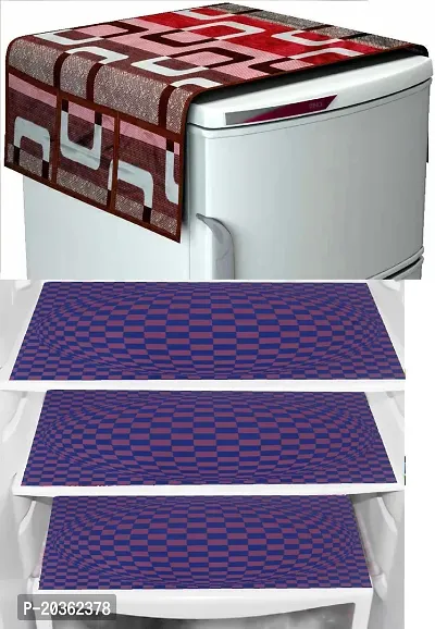 Combo of Exclusive Decorative Fridge Top Cover  Fridge Mat