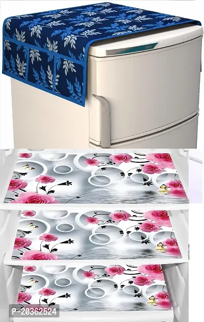 Combo of Exclusive Decorative Fridge Top Cover  Fridge Mat-thumb0