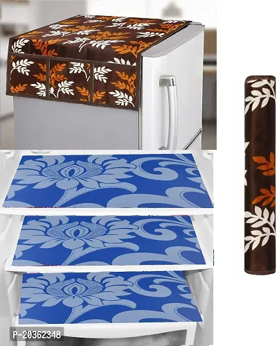 Combo of Exclusive Decorative Fridge Top Cover  Fridge Mat-thumb0