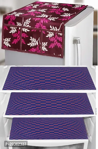 Combo of Exclusive Decorative Fridge Top Cover  Fridge Mat-thumb0