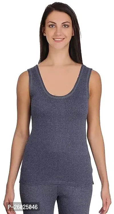 Stylish Grey Cotton Solid Thermal Top For Women-thumb0